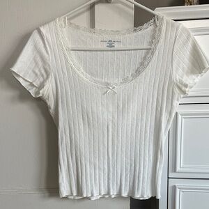 Coquette White Lace Trimmed Top